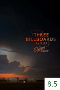 Poster van Three Billboards Outside Ebbing, Missouri met een gemiddelde beoordeling van 8.5.